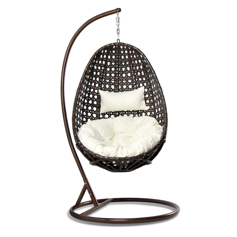 Outdoor Wicker Hanging Egg Chair with Pillow & Cushion