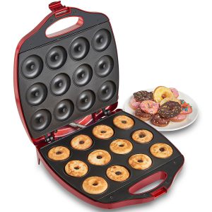 VonShef 12 Mini Doughnut Electric Maker Displaying Cooked Doughnuts