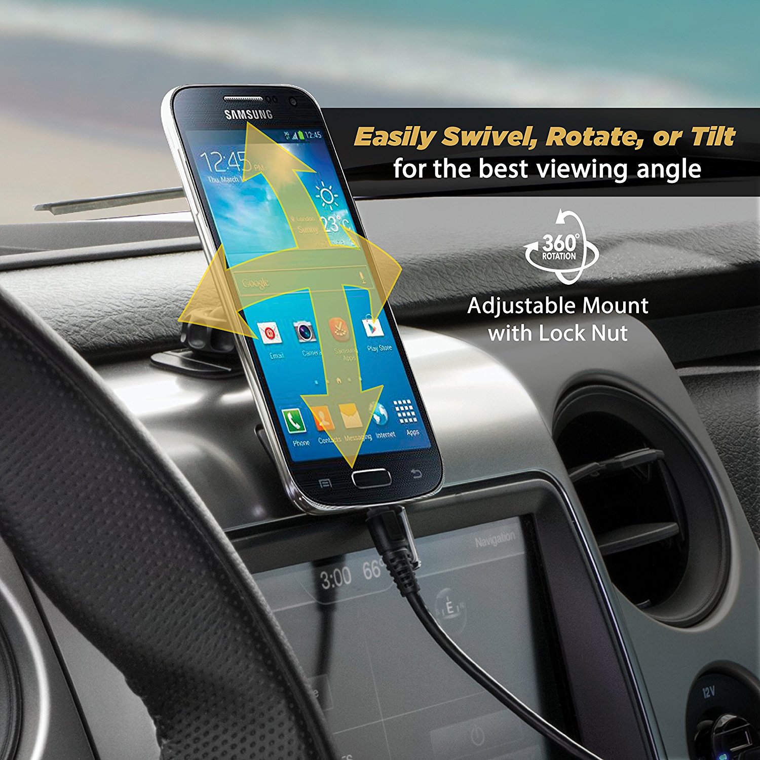 SCOSCHE Magnetic Phone Holder Attached To Car Dashboard