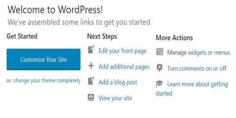 Step 5 Website Builder Provides WordPress. Here Is The WordPress Dashboard For Next Steps