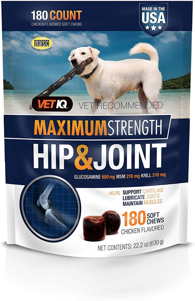 Best Dog Vitamin Supplements - VetIQ Maximum Strength Hip and Joint Support