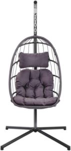 Wicker Hanging Egg Chairs - YeSea Egg Chair Dark Grey r